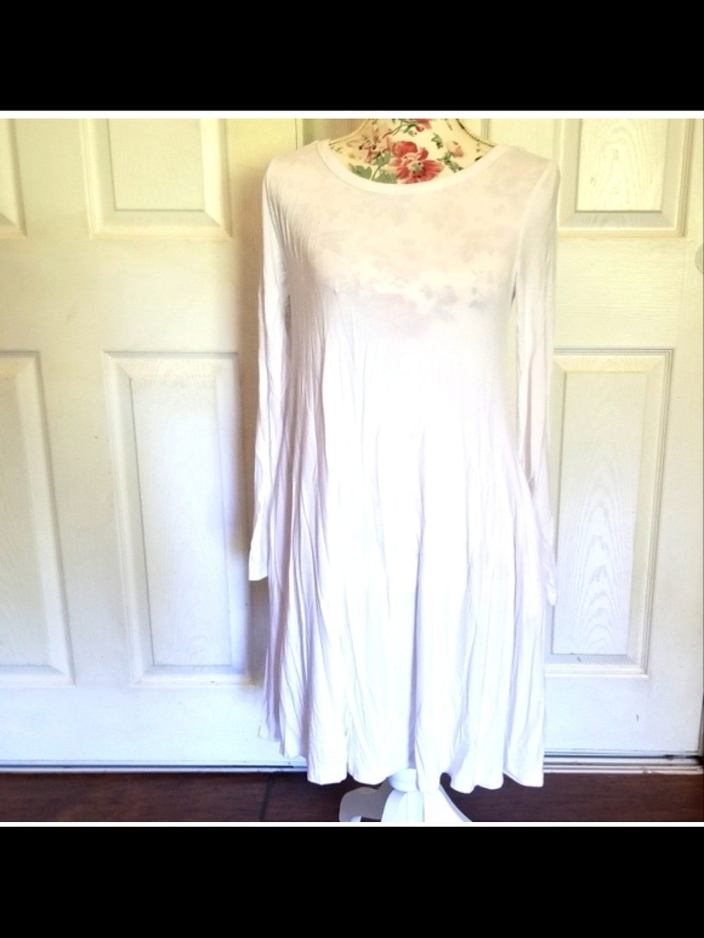 White Long Sleeve Swing Dress